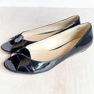 Nine West Peep Toe Ballet Flats Black, 9, Like New